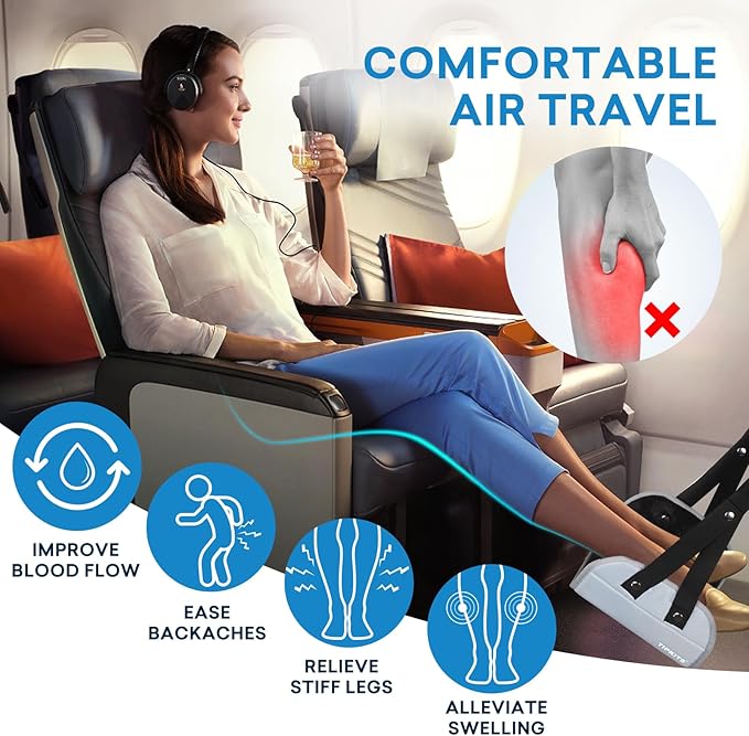 Airplane Footrest with Comfortable No Clashing Base, Portable Travel Foot Rest - Image 2