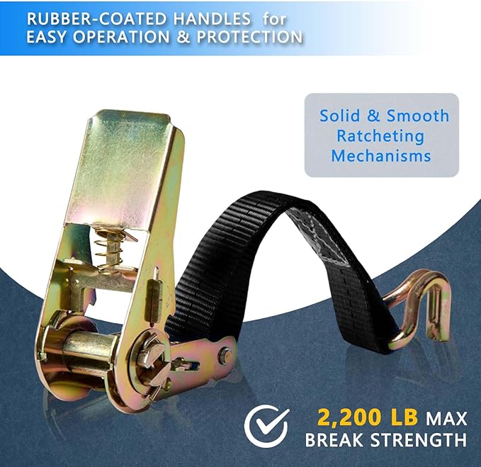 Black Ratchet Straps, 1 Inch x 16.4 Feet - Image 3
