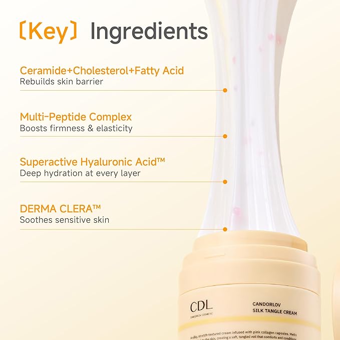 CDL Silk Tangle Collagen Lifting Face Cream - Instant Firming & Plumping for Sagging Skin with Peptides, Ceramide, Deep Hydration with Hyaluronic Acid - Pore Care & Elasticity - Korean Skincare