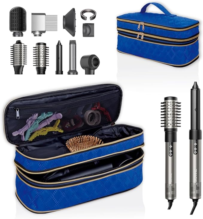 Hair Dryer Travel Carrying Case, Curling Iron Storage Bag, Slim Expandable Handheld Dual-Layer Travel Storage Bag for Dryer/Hair Tool Organizer/Style Organizer