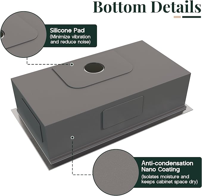 31.5-Inch Undermount Kitchen Sink Workstation, 16 Gauge 304 Stainless Steel - Image 7