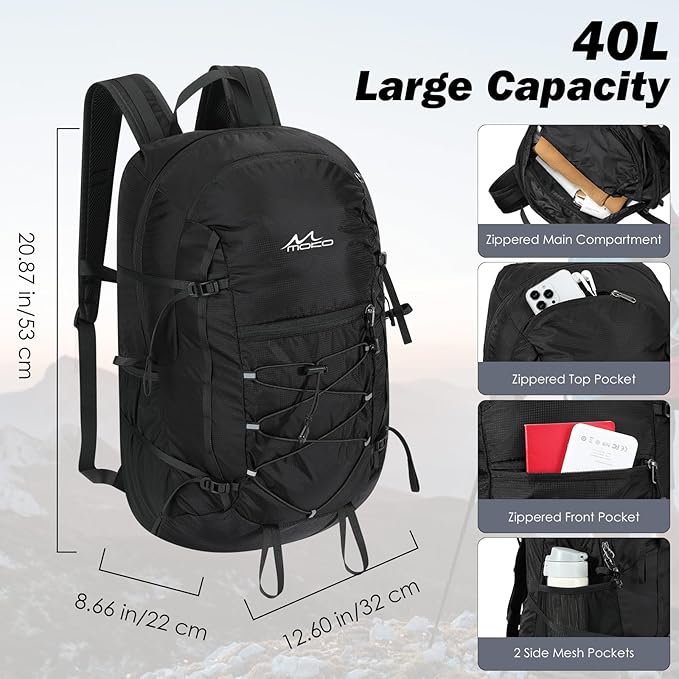 MoKo Hiking Backpack, 40L Large Capacity Camping Backpack - Image 2