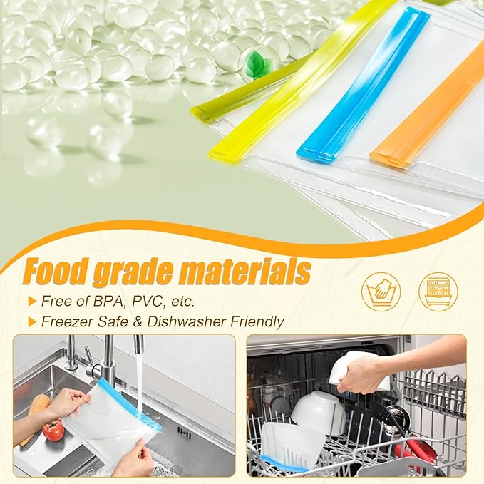 10 Pack Reusable Storage Bags, Dishwasher Safe Reusable Silicone Leak proof - Image 5