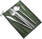 Gugrida Reusable Travel Utensils, 7 Pieces Portable 18/10 Stainless Steel - Image 4
