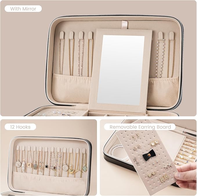 Lolalet Travel Jewelry Case for Women, Travel Jewelry Organizer Box - Image 6