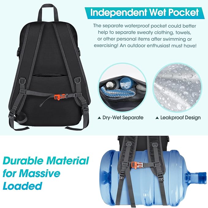 RAINSMORE Hiking Backpack 40L Waterproof Camping Backpack Lightweight Packable - Image 6