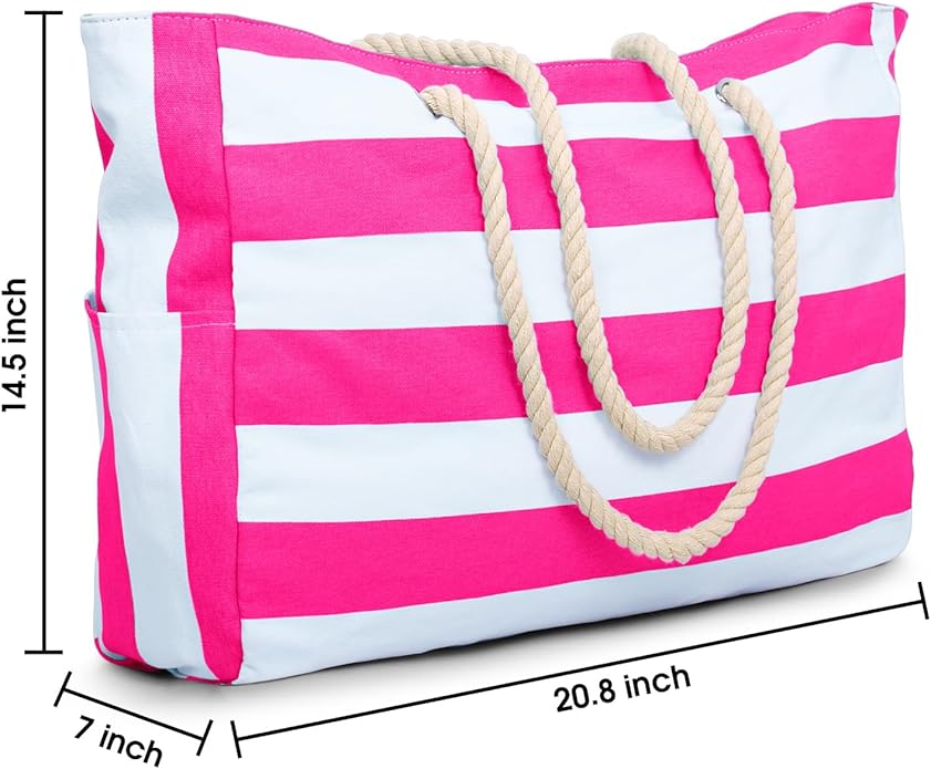 Becokan Beach Bags for Women Large Waterproof Beach Tote Bag Zipper Beach Bags - Image 4