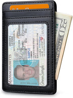 Buffway Mens Slim Wallet, Minimalist Thin Front Pocket Leather Credit Card - Image 2