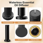 Waterless Diffuser, Waterless Essential Oil Diffuser for Home Hotel Adjustable Mist & Timer, Scent Diffuser Starter Kit with Night Light