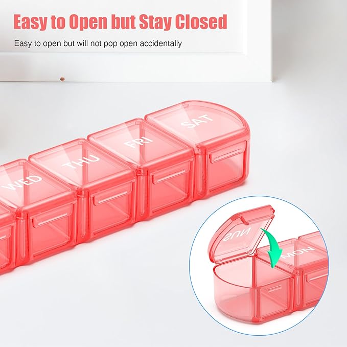 Extra Large Pill Organizer 2 Pack, XL Pill Box 7 Day, Weekly Pill Case - Image 3