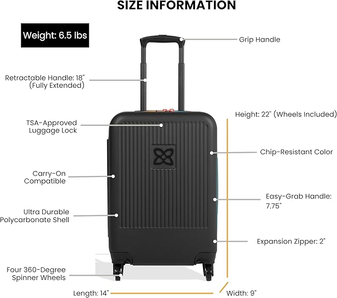 Sherpani Meridian, 22 Inch Carry On Luggage Airline Approved, Rolling Hardside - Image 3