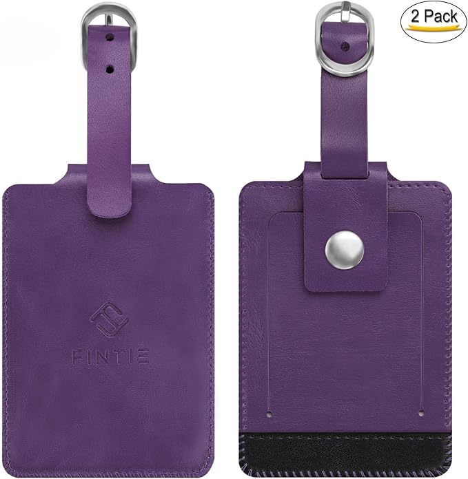 FINTIE 2 Pack Luggage Tags, Leather Name ID Labels - Image 2