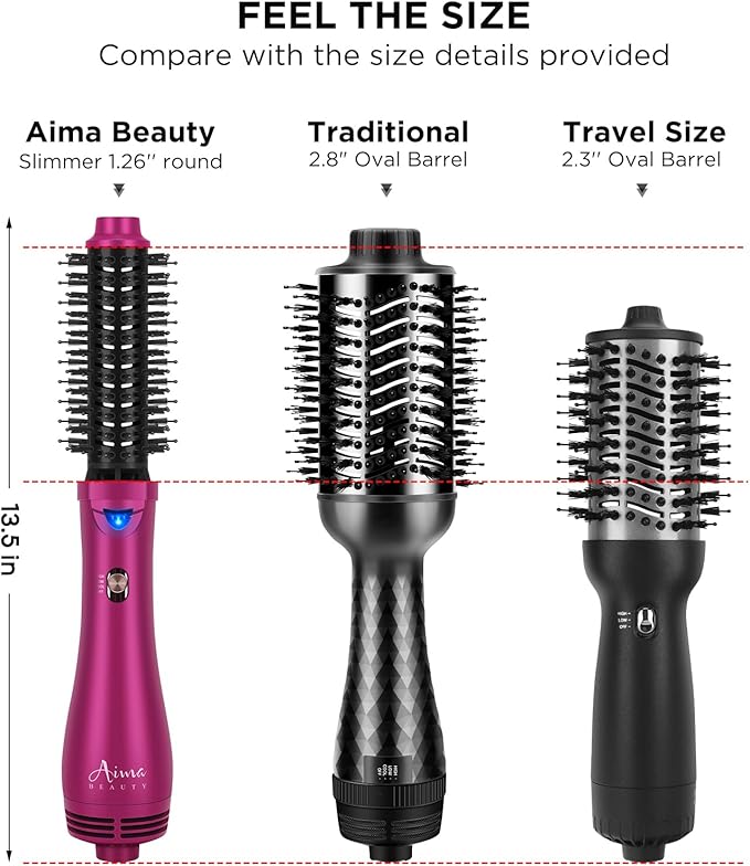 Aima Beauty One Step Hair Dryer & Volumizing Hot Air Brush, Ceramic Straightener Brush, Curler & Hot Comb 4 in 1 Salon Ionic Hair Brush, Rose Pink