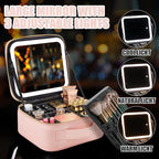 Makeup Travel Train Case with Mirror LED Light 3 Adjustable Brightness Cosmetic - Image 4
