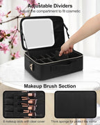 Chomeiu Makeup Bag with LED Mirror, Travel Cosmetic Train Case - Image 3