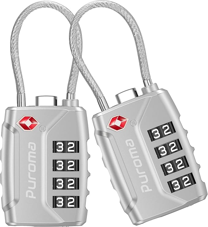 Puroma 2 Pack TSA Approved Luggage Lock, 4 Digit Combination Travel Locks by Puroma