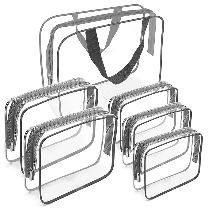 APREUTY Clear Makeup Bags, TSA Approved 6Pcs Cosmetic Makeup Bags Set Clear PVC by WelcometoAPREUTY