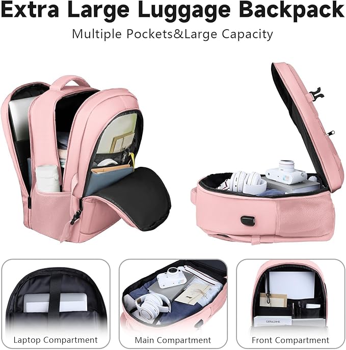 Lapsouno Large Backpack for Women, TSA 17.3 Inch Travel Laptop Backpack - Image 3