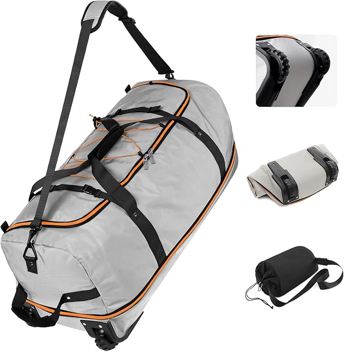 Vomgomfom Wheeled Collapsible Duffel Bag, 110L-140L Expandable Checked Luggage by Vomgomfom