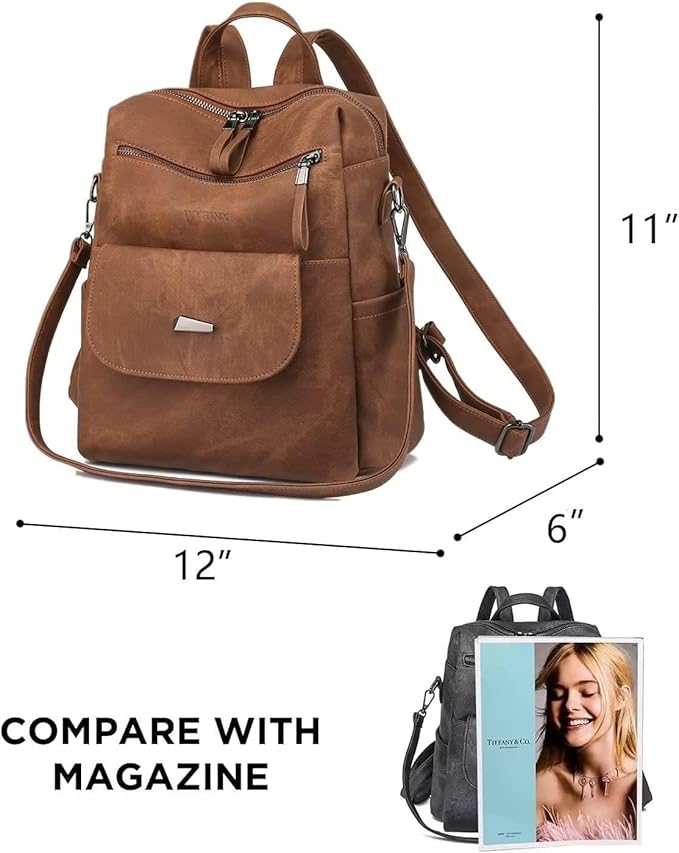 PU Leather Backpack Purse for Women Fashion Multipurpose Design Handbag Ladies - Image 2