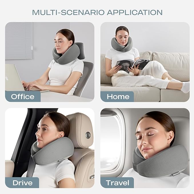 Skechers Men's Memory Foam Neck Pillow, Comfortable & Breathable Travel Pillow - Image 7