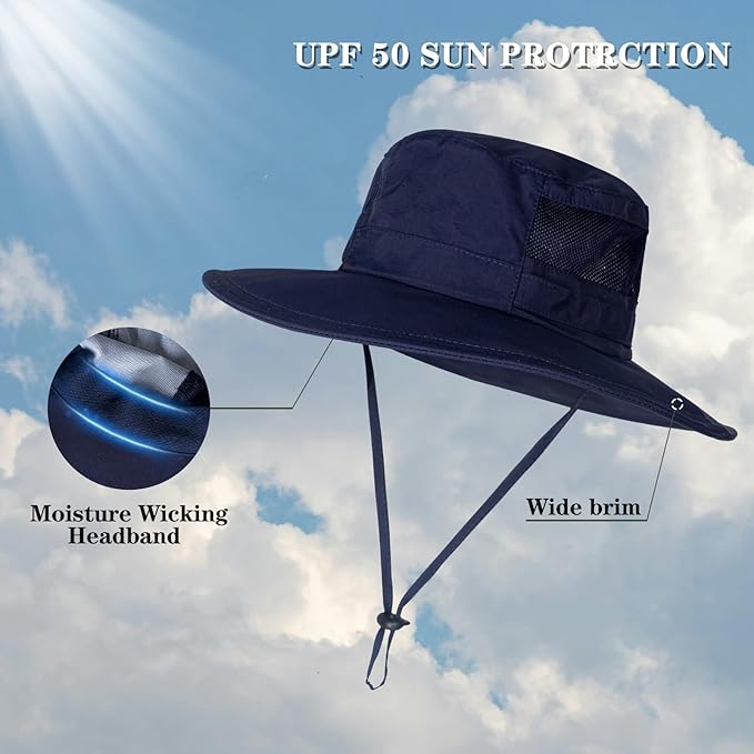 Sun Hat for Men/Women, UPF 50+ Fishing Hat, Waterproof Wide Brim Bucket Hat - Image 2