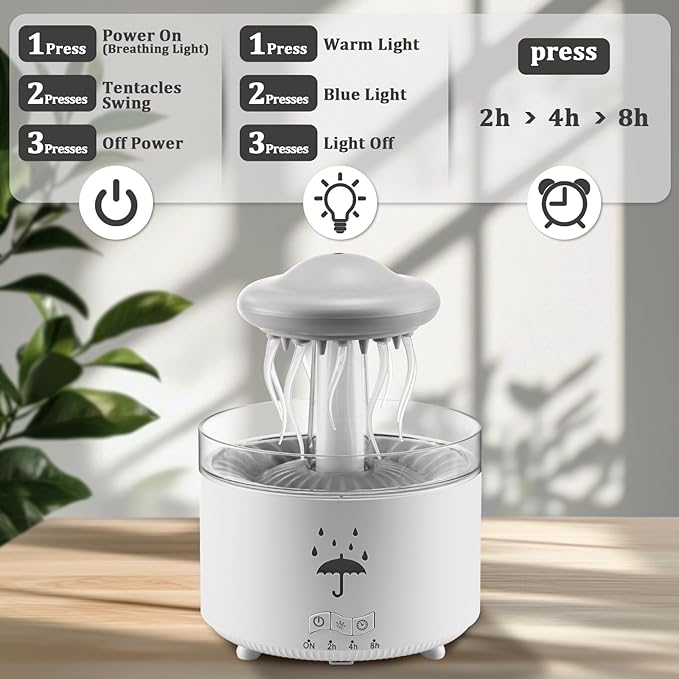 Essential Oil Diffuser for Home, Bedroom Humidifiers, Air Scent Aroma Aromatherapy Ultrasonic Humidifier Machine Timer Small Mini difusor de Aromas para casa Living Room Office Decor Gifts Jellyfish