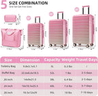 LARVENDER Luggage Sets 5 Piece Hardside Expandable Suitcase - Image 7