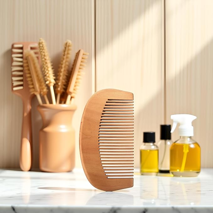 2Pcs Natural Peach Wood Fine Tooth Hair Comb Anti-Static Hair Care Wooden Comb Handmade Gift Comb for Women and Men Massage Detangling Tools Care Accessories Hair Care Styling Tools and Appliances
