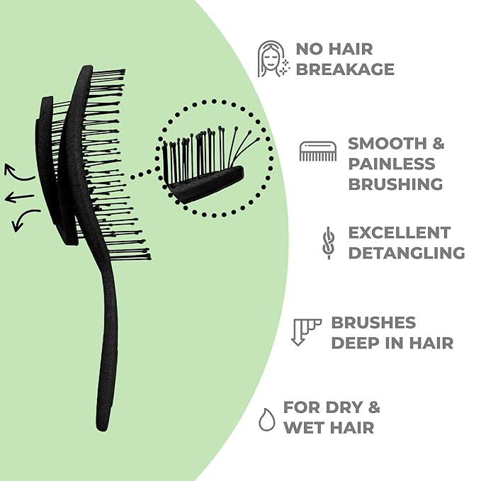 Ninabella Detangling Hair Brush for Women & Men - Does not Pull - Straightening Brushes for Straight, Curly & Wet Hair - Vented Unique Spiral Hairbrush - Berry