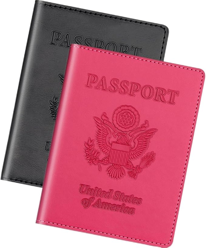 Passport Holder 2Pcs, Passport Cover Wallet Case by WelcometoHerain