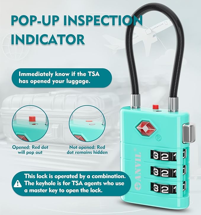 ANVIL TSA Approved Luggage Locks – High Security TSA008 Combination Travel Locks - Image 3