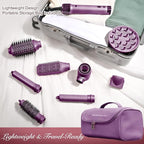 StyleVibe 8-in-1 Air Styler, Hair Dryer & Blow Dryer Brush with Travel Case - Auto Wrap Curls (L/R), Fast Drying, Thermal Round Brush for Smooth Blowouts & Frizz-Free Volume, No Heat Damage
