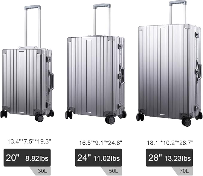 TRAVELKING All Aluminum Carry On Luggage Zipperless Hard Shell Luggage Case - Image 6