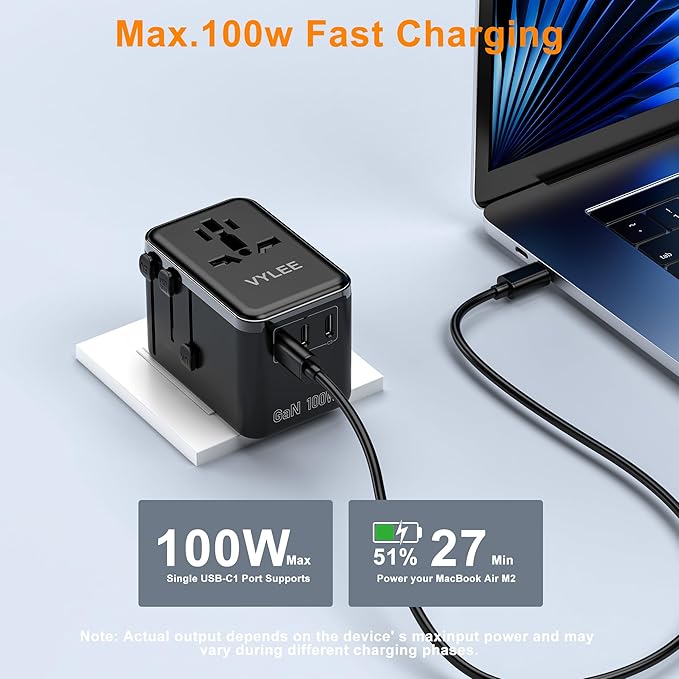 Universal Travel Adapter, PD100W GaN International Power Adapter - Image 2