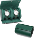 Watch Travel Case, Luxury Leather Watch Roll 2 Slot Organizer Box, Jewelry by Rudmox