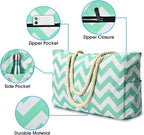 Becokan Beach Bags for Women Large Waterproof Beach Tote Bag Zipper Beach Bags - Image 3