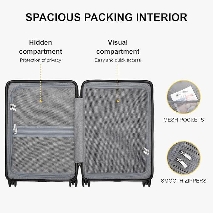 LEVEL8 Carry on Suitcase for Women Men, Carry-on Luggage Airline Approved - Image 8