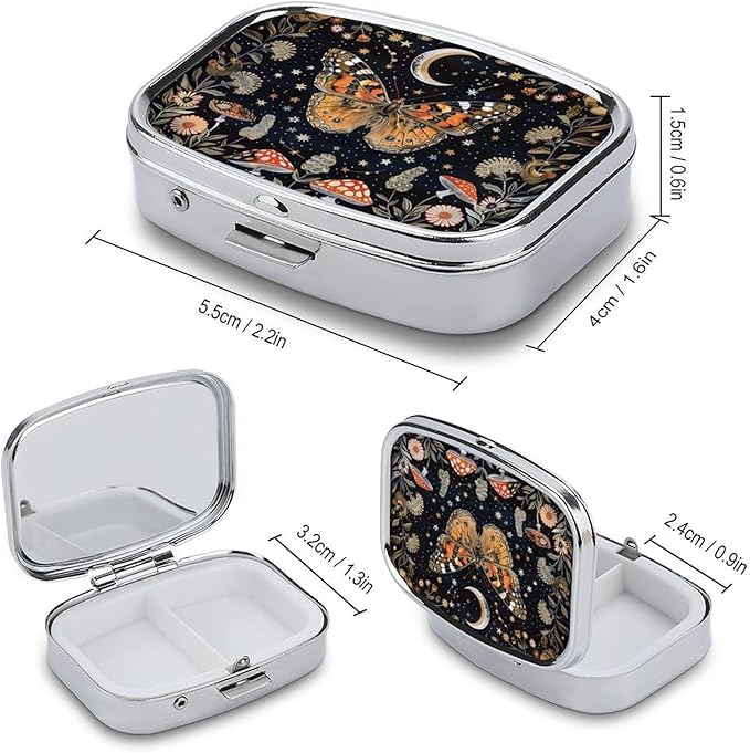 Metal 2 Compartment Pill Organizer Travel Friendly Portable Compact Pill Box - Image 3