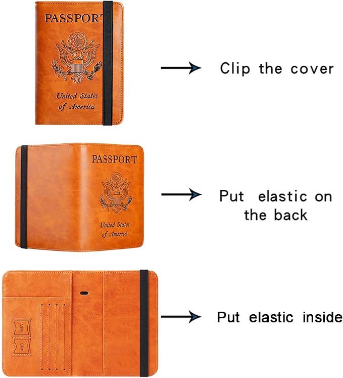 Passport Holder Cover Wallet Travel Essentials RFID Blocking Leather Card Case - Image 5