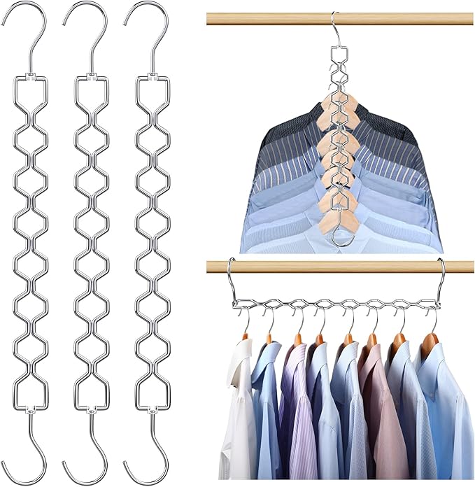 3 Pack Space Saving Hangers for Clothes, Heavy Duty 30Lbs Capacity Magic by Besslly