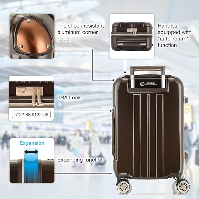 LEGEND WALKER Hardside Expandable Zipper Luggage, 5122-48-GR - Image 3
