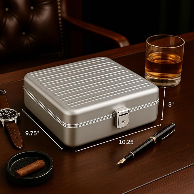 Bey-Berk Prague Aluminum Watch Case in Silver – 9-Slot Locking Travel Box - Image 2
