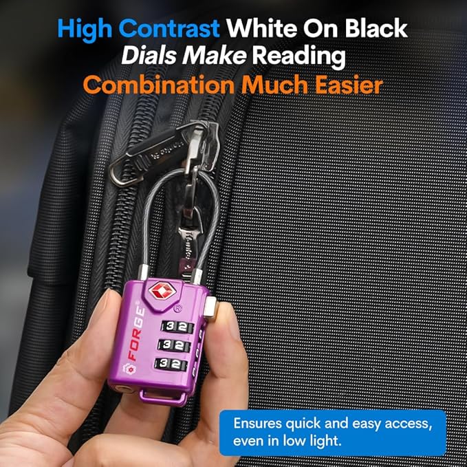 Forge TSA Approved Luggage Locks, Re-settable Combination - Image 4