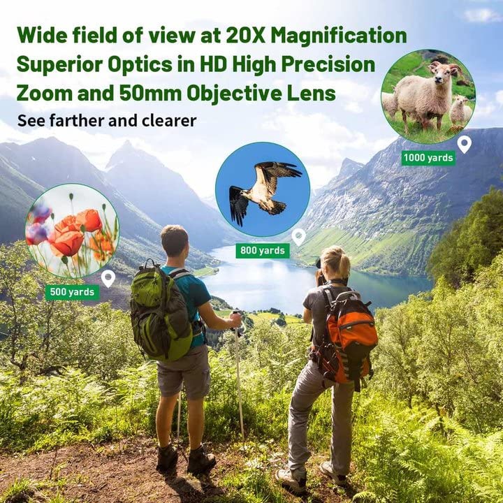 Binoculars for Adults 20x50 High Power Low Light Waterproof HD Compact Binoculars (20x50 Black-2)