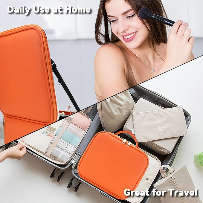 Travel Makeup Bag with LED Mirror and 10x magnifying glass with 3 Lighted - Image 6