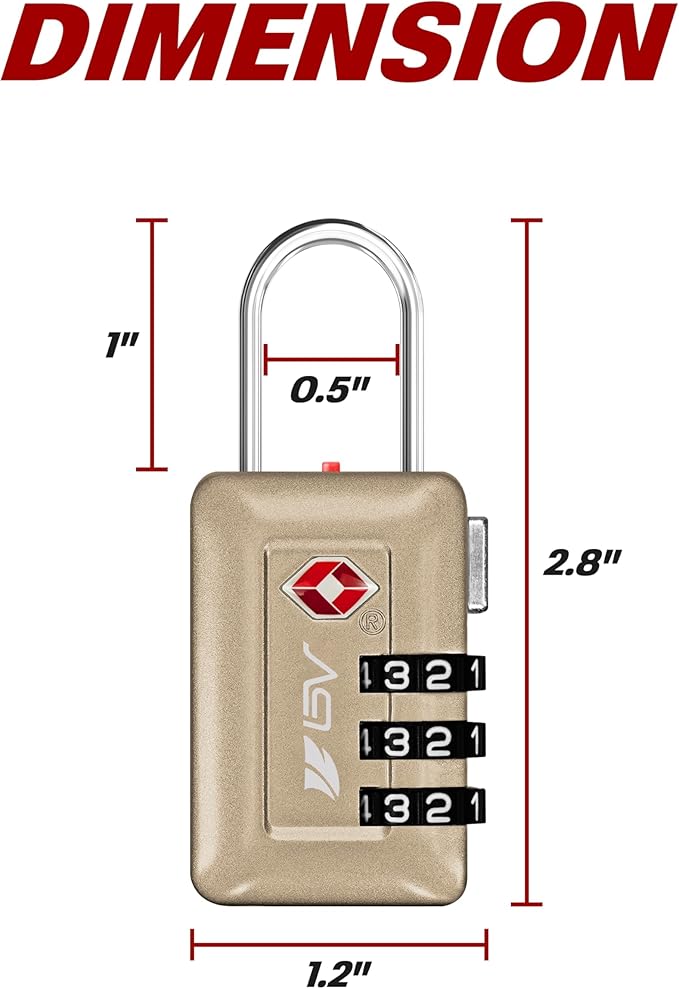 BV TSA Accepted Luggage Travel Lock, Set-Your-Own Combination Lock - Image 3