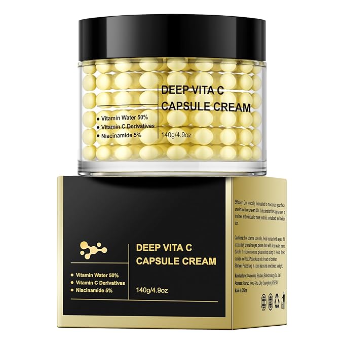 Deep Vitamin C Capsule Face Cream,Moisturizer Capsule Facial Cream,Hydrating Night Face Cream Skincare 4.9 OZ