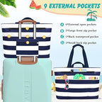 Extra Large Beach Bags for Women, Waterproof Sandproof Beach Tote Bag Zipper - Image 6