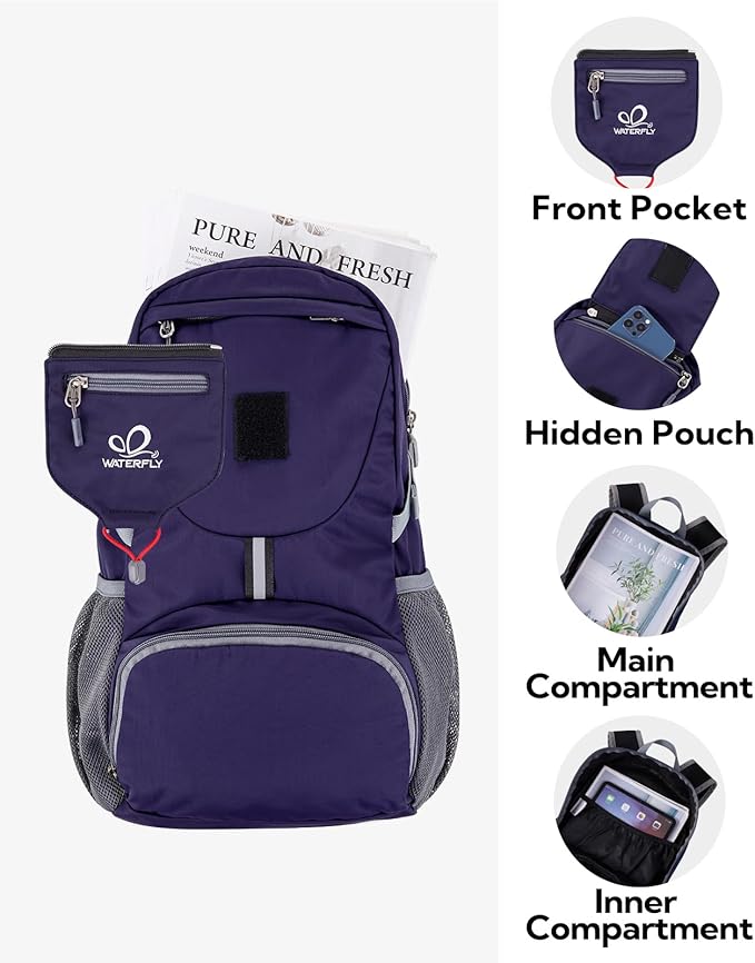 WATERFLY Small Lightweight Packable Backpack: 20l Ultra Light Foldable Travel - Image 5